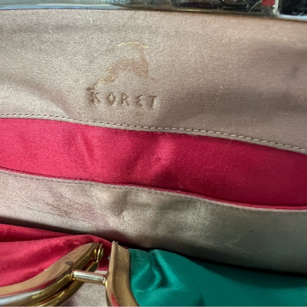 1960s Koret Black Patent Not-A-Leather Double Compartment Satin Purse Dressy Bag - Picture 8 of 14